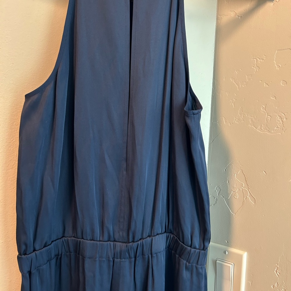BCBGMaxAzria Deep Blue silk Strappy jumpsuit NWT